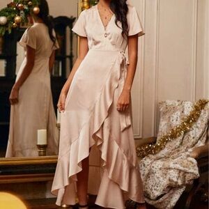 *NWT* Satin Champagne Southern Belle Dress